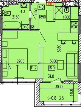 1-комнатная 39.6 м² в ЖК Затишний-2 от 27 300 грн/м², Днепр