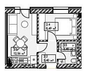 1-кімнатна 27.85 м² в ЖК Smart від 16 500 грн/м², смт Гостомель