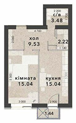 1-кімнатна 46.39 м² в ЖК Viking Home від 18 500 грн/м², м. Ірпінь