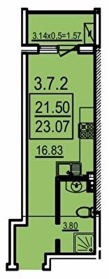 Студія 23.07 м² в Апарт-комплекс Каліпсо від 35 750 грн/м², Одеса