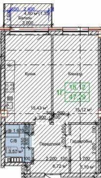 1-кімнатна 47.29 м² в ЖК Art House від 51 100 грн/м², Одеса