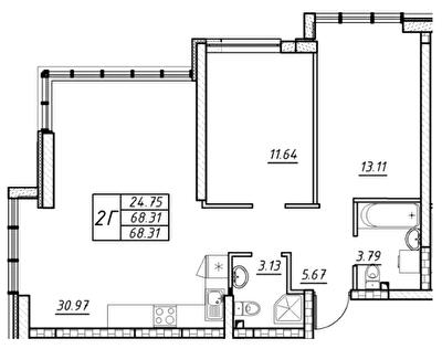 2-кімнатна 68.31 м² в ЖК Manhattan від 26 950 грн/м², Одеса