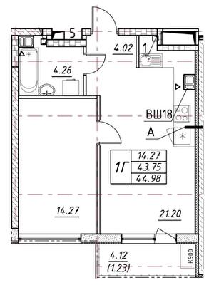 1-кімнатна 44.98 м² в ЖК Manhattan від 28 200 грн/м², Одеса
