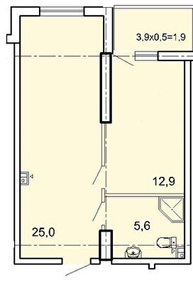 1-кімнатна 44.7 м² в ЖК Акрополь від 25 000 грн/м², Одеса