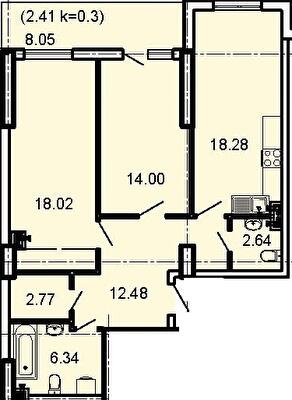 2-кімнатна 78.61 м² в ЖК Акрополь від 30 400 грн/м², Одеса