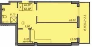 1-кімнатна 58.1 м² в ЖК Лідерсівський від 51 100 грн/м², Одеса