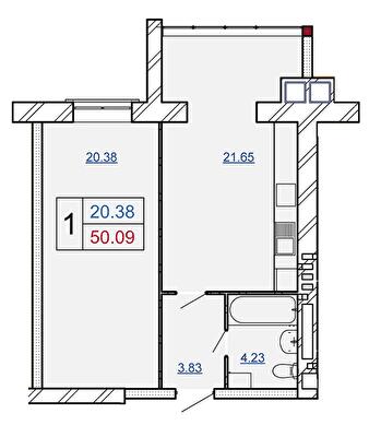 1-комнатная 50.09 м² в ЖК AVILA CITY от 15 700 грн/м², Хмельницкий