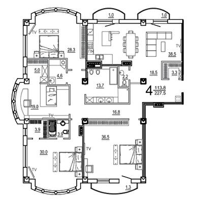 4-кімнатна 227.5 м² в КБ Biarritz від 53 800 грн/м², Одеса