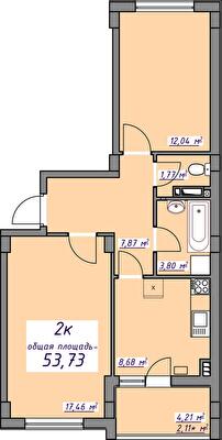 2-кімнатна 53.73 м² в ЖМ Сьоме Небо від 19 850 грн/м², смт Авангард