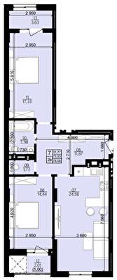2-комнатная 78.56 м² в ЖК Свитанок от 26 550 грн/м², Львов