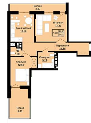 2-комнатная 70 м² в ЖК Престиж Холл от 17 650 грн/м², г. Стрый