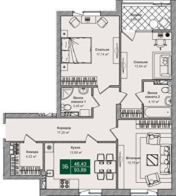3-кімнатна 93.89 м² в ЖК Forest Park від 27 000 грн/м², Київ