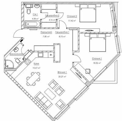 3-комнатная 98.63 м² в ЖК Franklin Concept House от 54 611 грн/м², Киев