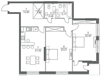 2-кімнатна 92.9 м² в ЖК Greenville Park від 49 550 грн/м², Київ