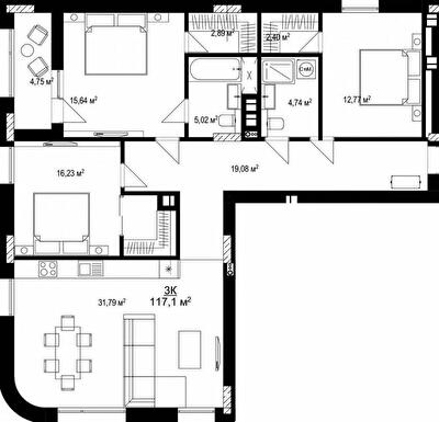 3-кімнатна 177.1 м² в ЖК KBD.HOUSE B16 від забудовника, Київ