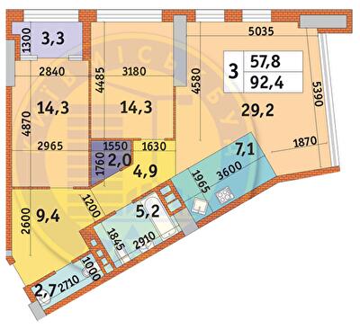 3-кімнатна 92.4 м² в ЖК Manhattan City від 45 669 грн/м², Київ