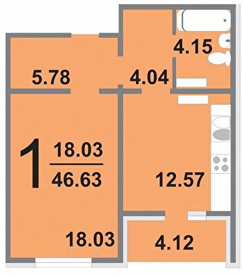 1-кімнатна 46.63 м² в ЖК Амурський від 30 000 грн/м², Київ