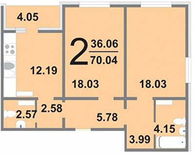 2-кімнатна 70.04 м² в ЖК Амурський від 25 000 грн/м², Київ