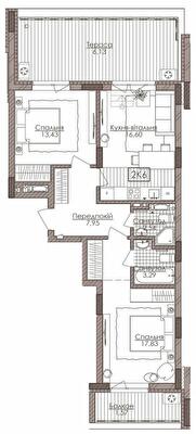2-кімнатна 69.34 м² в ЖК Камертон від 63 600 грн/м², Київ