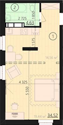 1-комнатная 39.15 м² в ЖК URBANIST от 36 000 грн/м², Киев