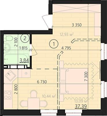 1-комнатная 41.23 м² в ЖК URBANIST от 36 000 грн/м², Киев