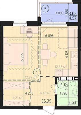 1-комнатная 42.63 м² в ЖК URBANIST от 36 000 грн/м², Киев