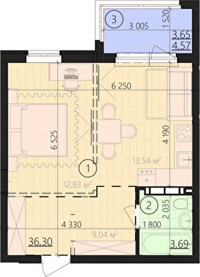 1-комнатная 43.64 м² в ЖК URBANIST от 36 000 грн/м², Киев