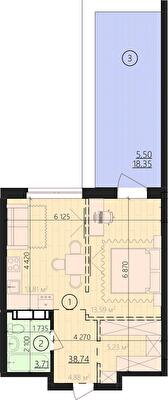 1-комнатная 47.95 м² в ЖК URBANIST от 36 000 грн/м², Киев