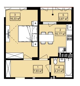 1-кімнатна 43.11 м² в ЖК Royal Hill від 19 200 грн/м², с. Лисиничі