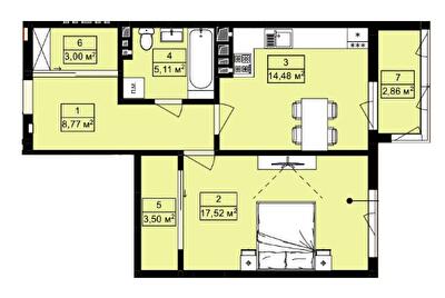 1-кімнатна 55.24 м² в ЖК Royal Hill від 19 200 грн/м², с. Лисиничі