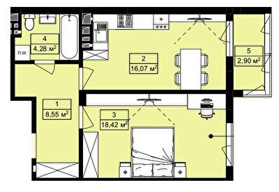 1-кімнатна 50.22 м² в ЖК Royal Hill від 19 200 грн/м², с. Лисиничі