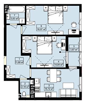 2-кімнатна 71.09 м² в ЖК Royal Hill від 19 200 грн/м², с. Лисиничі