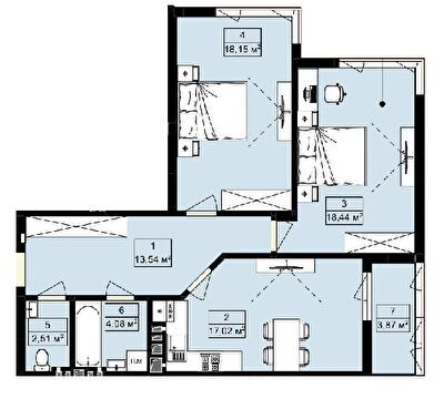 2-кімнатна 77.61 м² в ЖК Royal Hill від 19 200 грн/м², с. Лисиничі