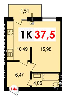 1-кімнатна 37.5 м² в ЖК Долішній від 13 400 грн/м², Івано-Франківськ