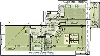2-комнатная 60.34 м² в ЖК Millennium от 13 800 грн/м², Ивано-Франковск