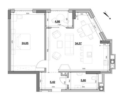 1-кімнатна 74.7 м² в ЖК Ярославенка від 48 899 грн/м², Львів
