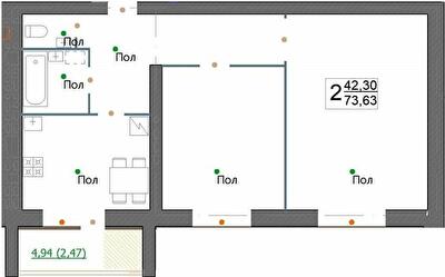 2-комнатная 73.63 м² в ЖК по просп. Миру, 63 А, Б, В от 16 700 грн/м², Хмельницкий