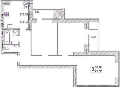 3-комнатная 94.79 м² в ЖК по просп. Миру, 63 А, Б, В от 16 700 грн/м², Хмельницкий
