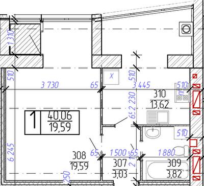 1-комнатная 40.06 м² в ЖК Новобудова от 16 200 грн/м², Хмельницкий