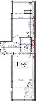 1-комнатная 47.27 м² в ЖК Новобудова от 16 200 грн/м², Хмельницкий