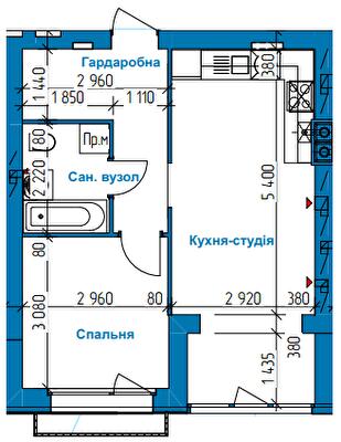 1-кімнатна 39.72 м² в ЖК в Лісовій Бучі від 17 500 грн/м², м. Буча