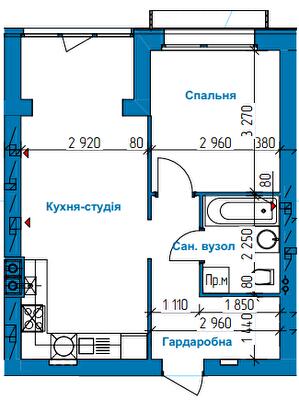 1-кімнатна 40.98 м² в ЖК в Лісовій Бучі від 17 500 грн/м², м. Буча