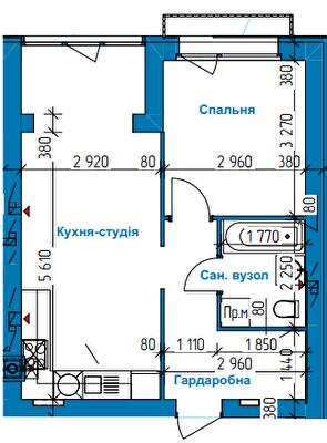 1-кімнатна 41.01 м² в ЖК в Лісовій Бучі від 19 500 грн/м², м. Буча