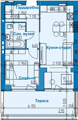 1-кімнатна 43.32 м² в ЖК в Лісовій Бучі від 19 500 грн/м², м. Буча