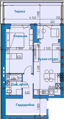 1-кімнатна 52.03 м² в ЖК в Лісовій Бучі від 19 500 грн/м², м. Буча