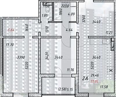 2-кімнатна 77.05 м² в ЖК Деснянський від 21 500 грн/м², Київ