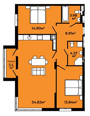 2-комнатная 84.22 м² в ЖК Continent Green от 18 500 грн/м², Львов