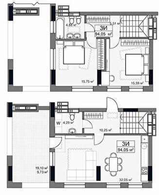 Двухуровневая 94.05 м² в ЖК YARD от 37 500 грн/м², Харьков
