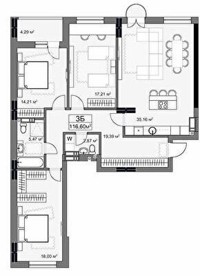 3-комнатная 116.6 м² в ЖК YARD от 42 000 грн/м², Харьков