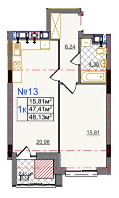 1-комнатная 48.13 м² в ЖК на ул. Камышовая, 11 от 25 400 грн/м², Львов